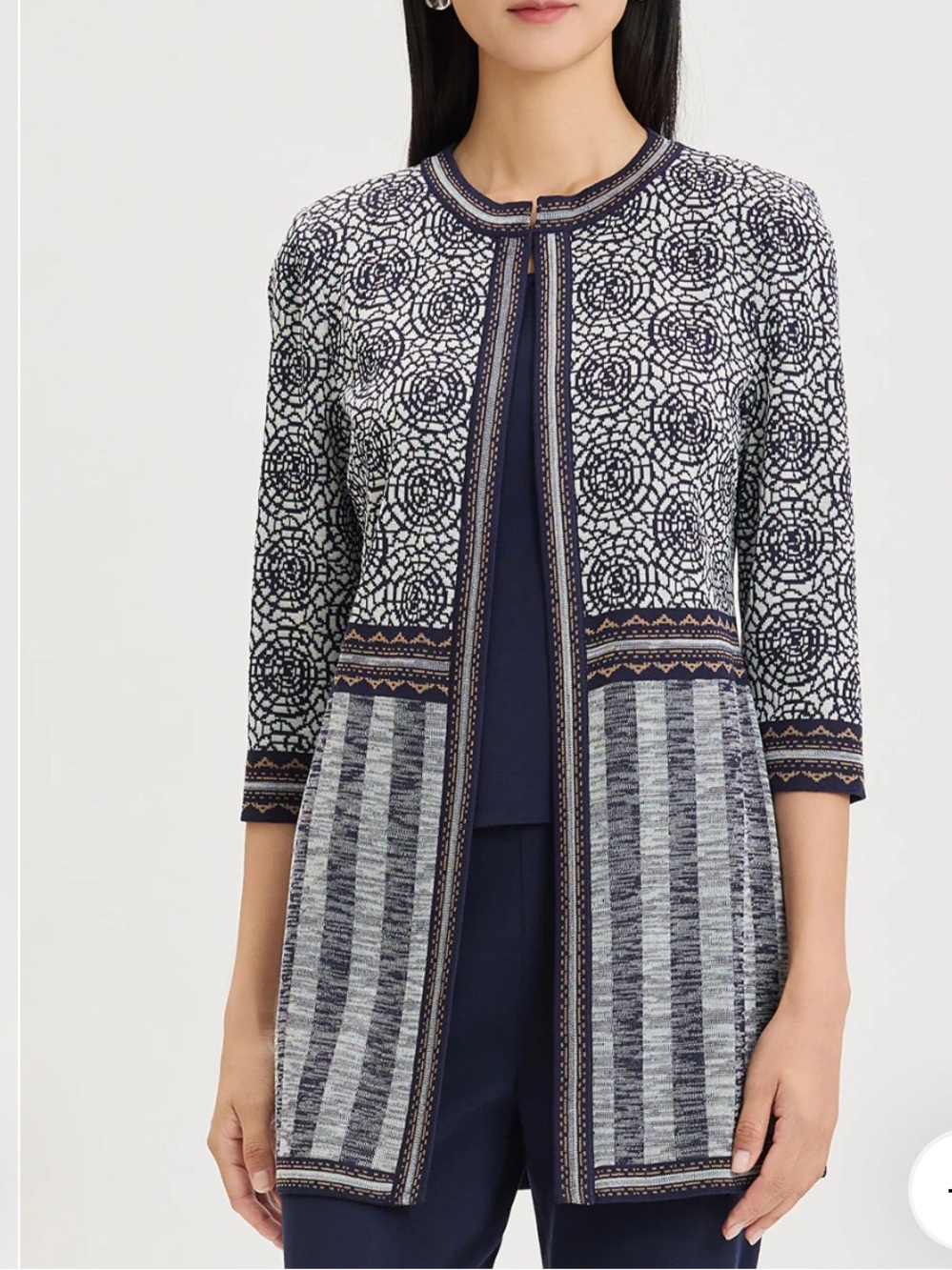 Ming Wang Multi Pattern Jacquard Knit Cardigan, Size 3X - Picture 3 of 14